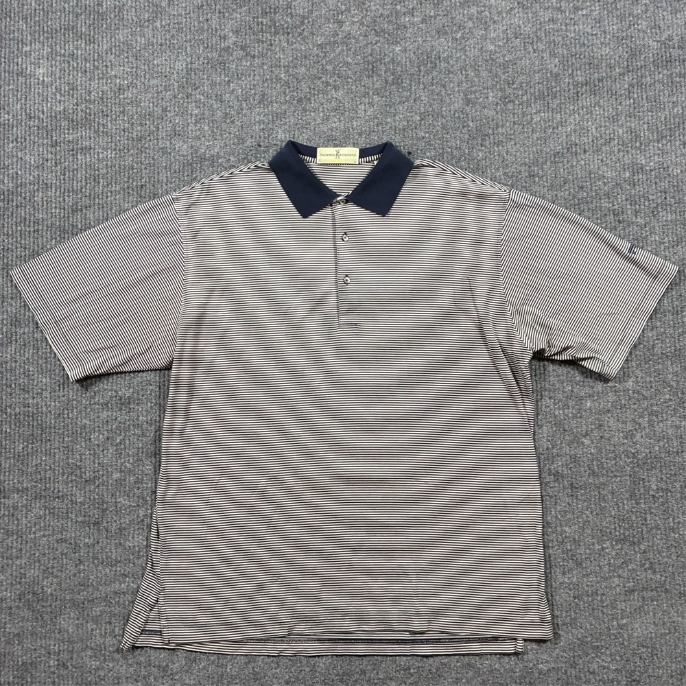 Fairway & Greene Striped Polo Shirt Mens Size Large Golf Cotton Short Sleeve